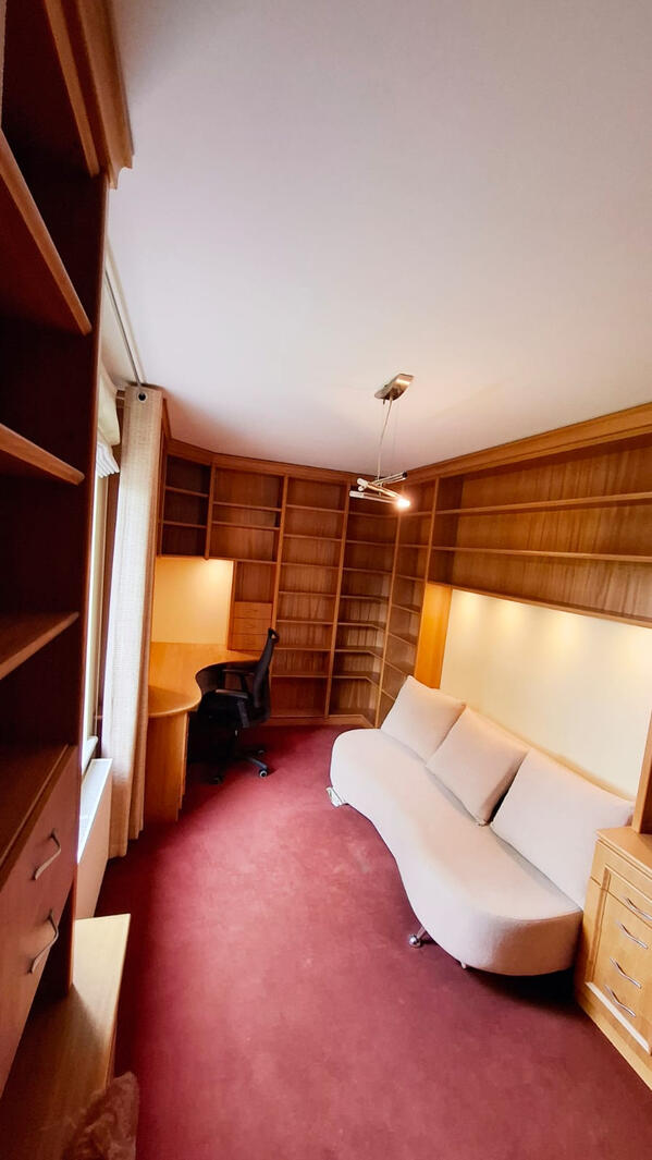 This is perfect home office room, as well as often used as a bedroom for 2 people. Cozy built in lightning makes the feeling very comfy